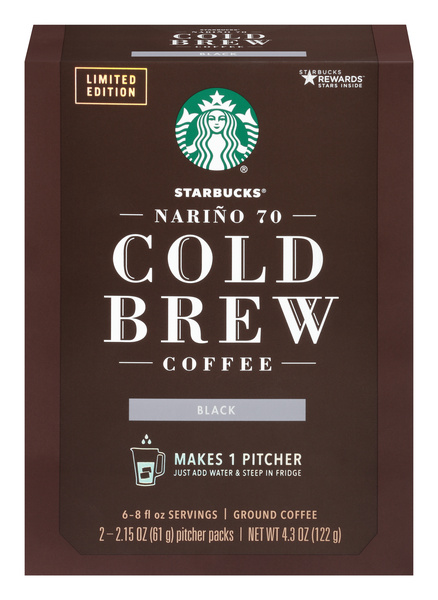 Starbucks Narino 70 Cold Brew Coffee, Black, 2-2.15 oz Pitcher