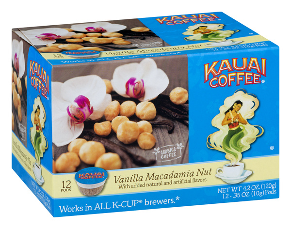 Kauai Coffee Vanilla Macadamia Nut 12-.35 oz Single Serve Pods