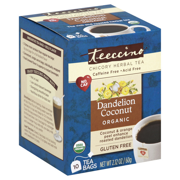 Teeccino Herbal Tea, Chicory, Organic/Caffeine Free, Dandelion