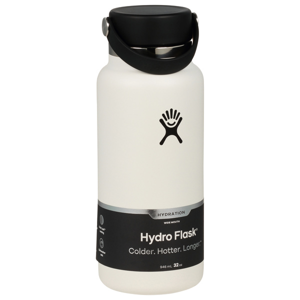 Hydro Flask Bottle, Wide Mouth, White, 32 Ounce | Hy-Vee Aisles