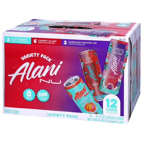Alani Energy Drink Variety Pack, Cherry Slush, Juicy Peach