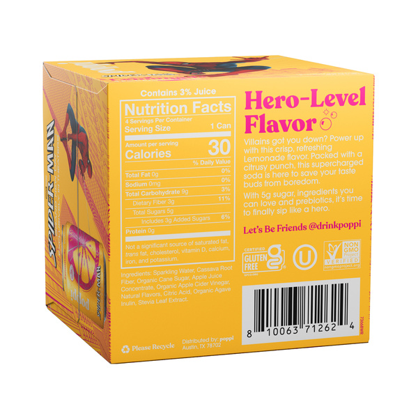 Poppi Prebiotic Soda, Lemonade, 4Pk | Hy-Vee Aisles Online Grocery
