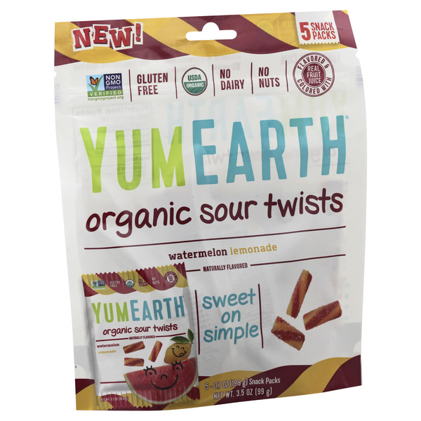 YumEarth Organic Sour Twists Watermelon Lemonade - 5 CT | Hy-Vee