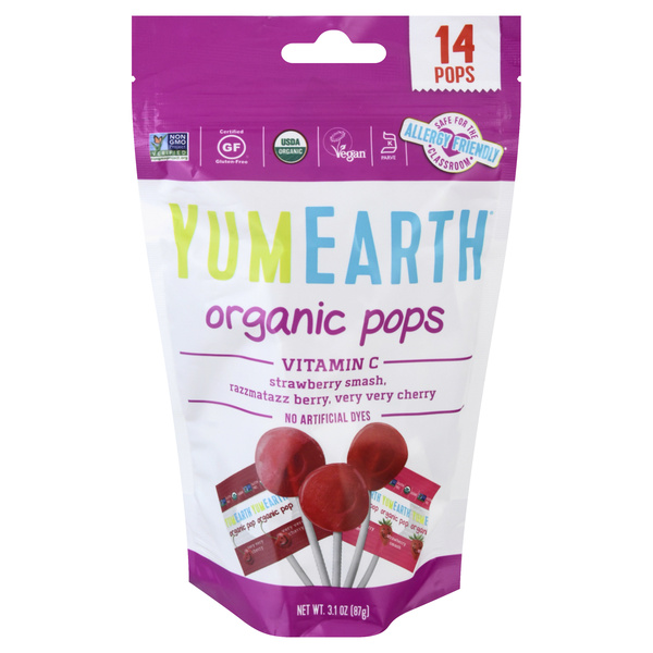 YumEarth Organic Vitamin C Pops Strawberry Smash, Razzmatazz Berry