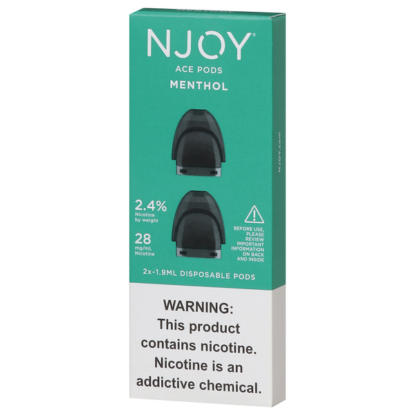 njoy vapes Ace Pods, Menthol, 2.4%, 2Ct Shop Our Smok Vapes THC Products Flavor:Strawberry Whip
