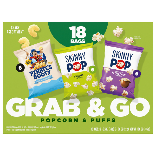 Popcorn & Puffs variety Multipack, SkinnyPop Original and Kettle
