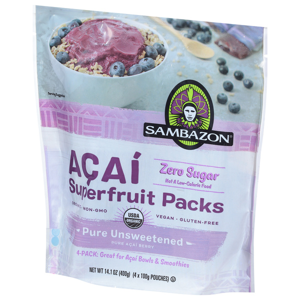 Sambazon Unsweetened Superfruit Packs Pure Acai Berry 4Ct | Hy-Vee