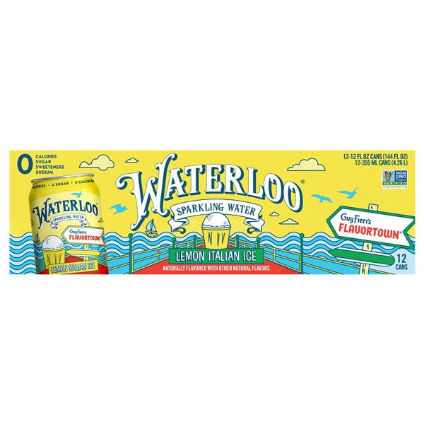 Waterloo Lemon Italian Ice Sparkling Water - 12pk / 12 fl oz Cans