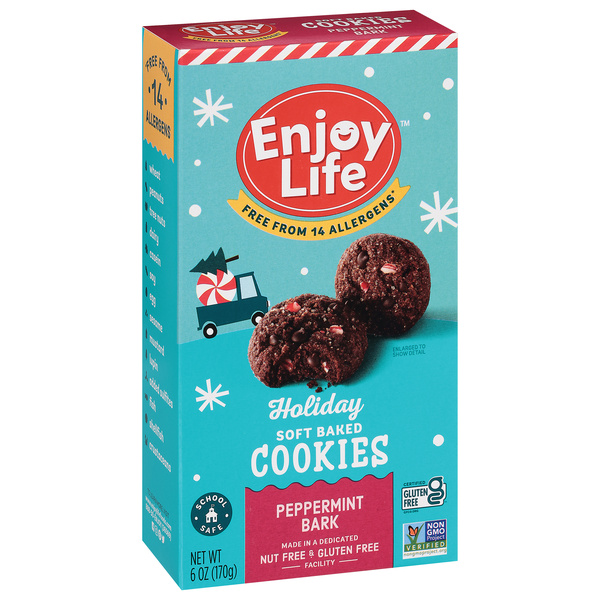 Enjoy Life Peppermint Bark Holiday Soft Baked Cookies | Hy-Vee