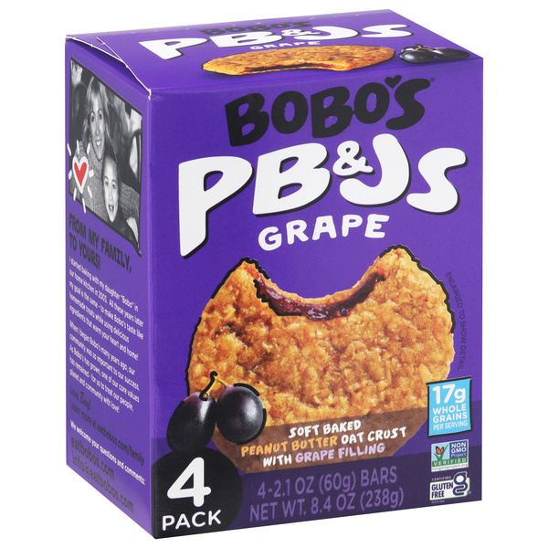 Bobo's PB&Js, Grape, 4-2.1 oz | Hy-Vee Aisles Online Grocery Shopping