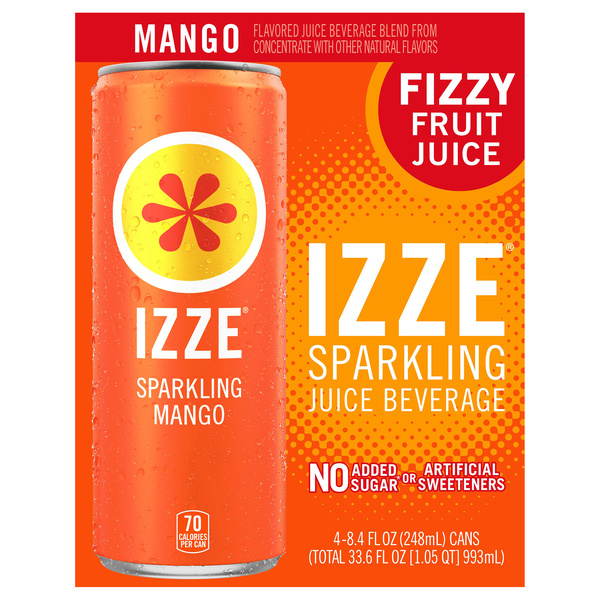 Izze Sparkling Juice, Mango, 4Pk | Hy-Vee Aisles Online Grocery