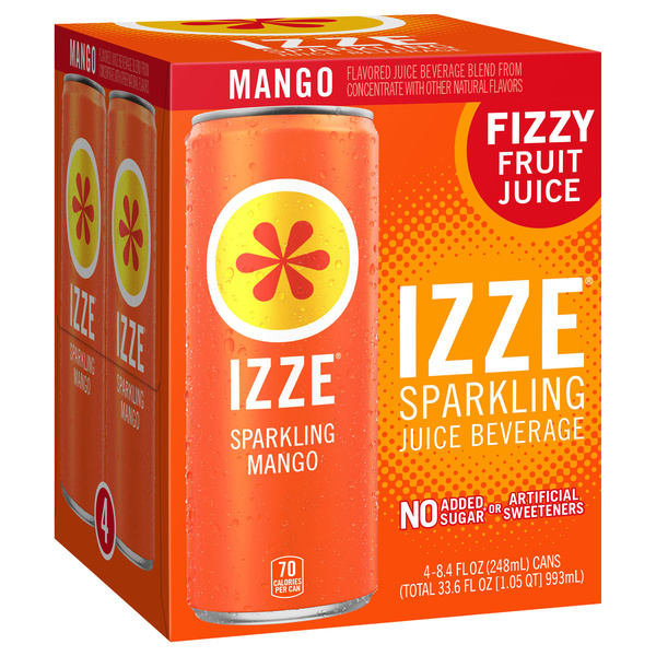 Izze Sparkling Juice, Mango, 4Pk | Hy-Vee Aisles Online Grocery