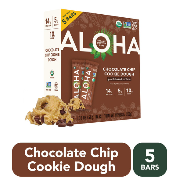 Aloha Plant Based Protein Bars, Organic, Chocolate Chip Cookie