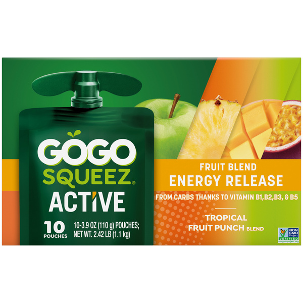 GoGo squeeZ Active Energy No Sugar Added Tropical Punch Fruit