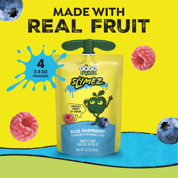 スムージー GoGo Squeez Blue Raspberry Slymez 4 - 3.5 oz Pouches | Hy-Vee