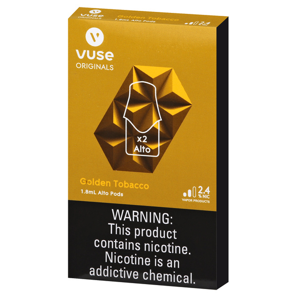 vuse 5.0 golden tobacco Alto Pods, Tobacco, 2.4% 2Ct Vuse Alto Flavor Pack 1.8%