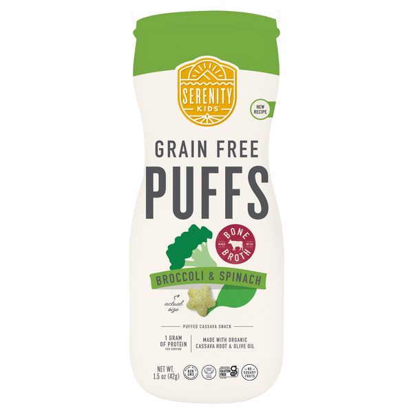 Serenity Kids Grain Free Puffs, Broccoli & Spinach, Bone Broth