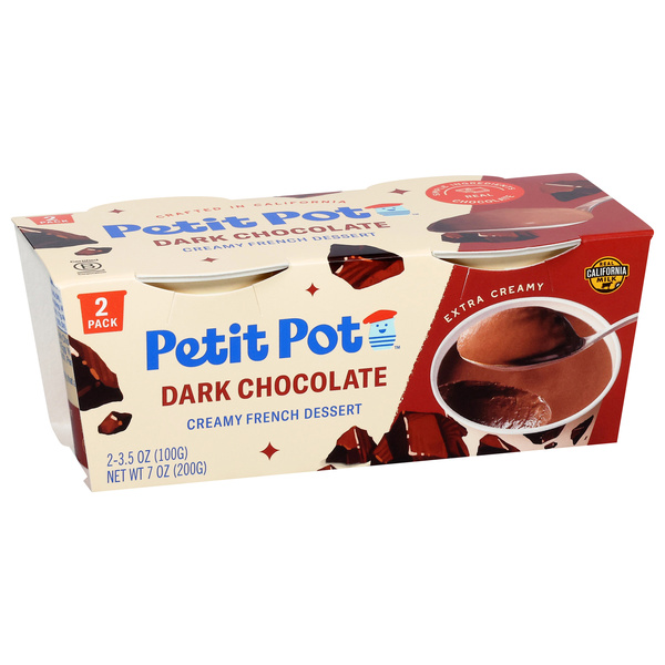 Petit Pot Dark Chocolate Creamy French Dessert 2-3.5 oz Cups | Hy