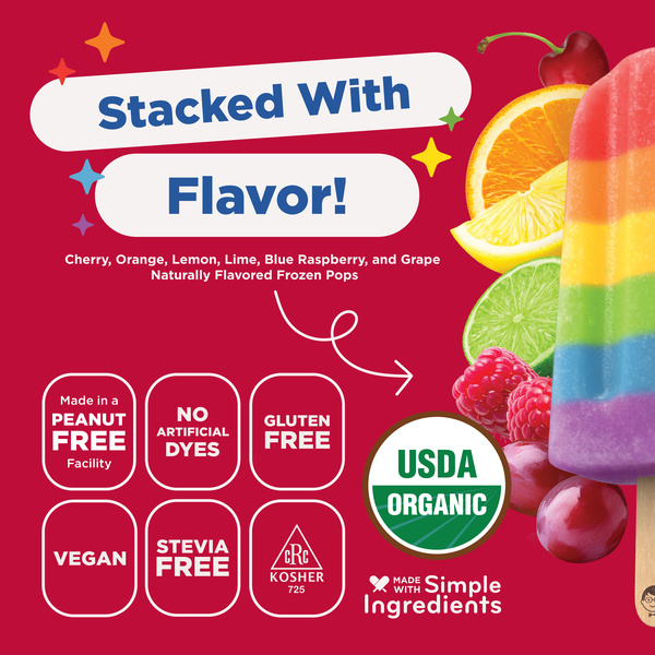 JonnyPops Organic Rainbow Fruit Stacks Frozen Pops 8Ct | Hy-Vee