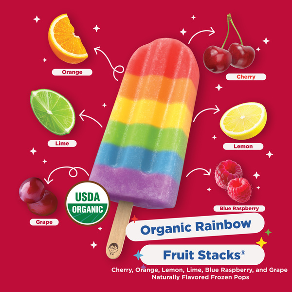 JonnyPops Organic Rainbow Fruit Stacks Frozen Pops 8Ct | Hy-Vee