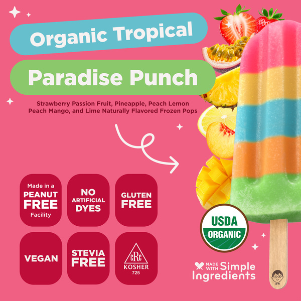 JonnyPops Organic Tropical Paradise Punch Frozen Pops 8Ct | Hy-Vee