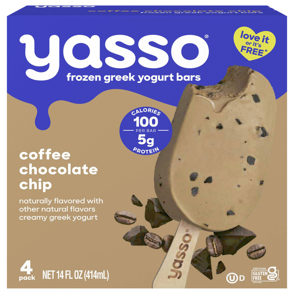 Yasso Frozen Greek Yogurt Bars Coffee Chocolate Chip 4 - 3.5 Fl Oz