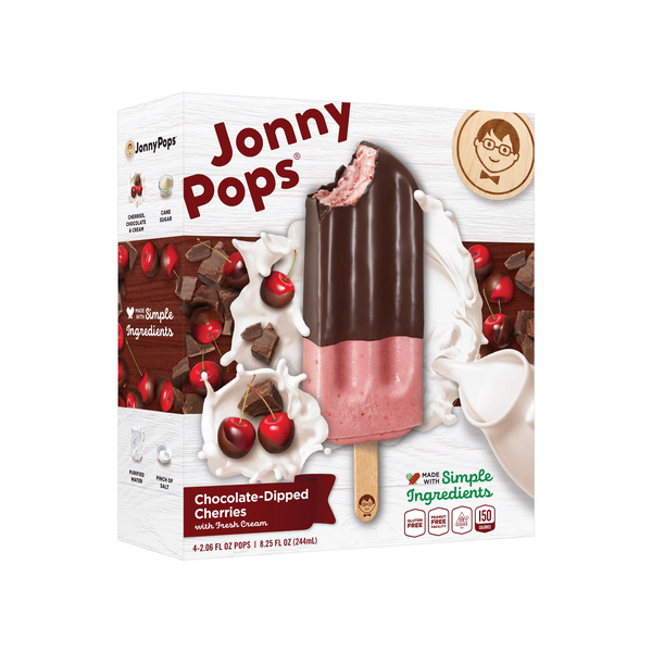 Jonny Pops Ice Pops, Chocolate-Dipped Cherries 4-2.06 Fl Oz | Hy