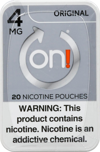 onn tobacco pouches on! Original Nicotine 4mg, 20 ct release the taste and nicotine evenly ON! Nicotine Pouches Citrus 2mg