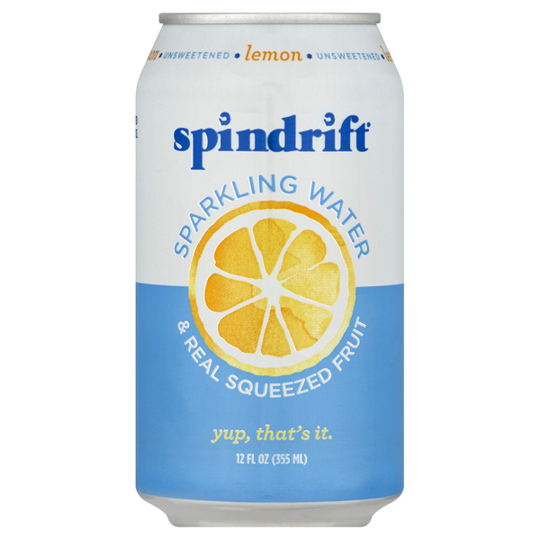 Spindrift Unsweetened Lemon Sparkling Water & Real Squeezed Fruit