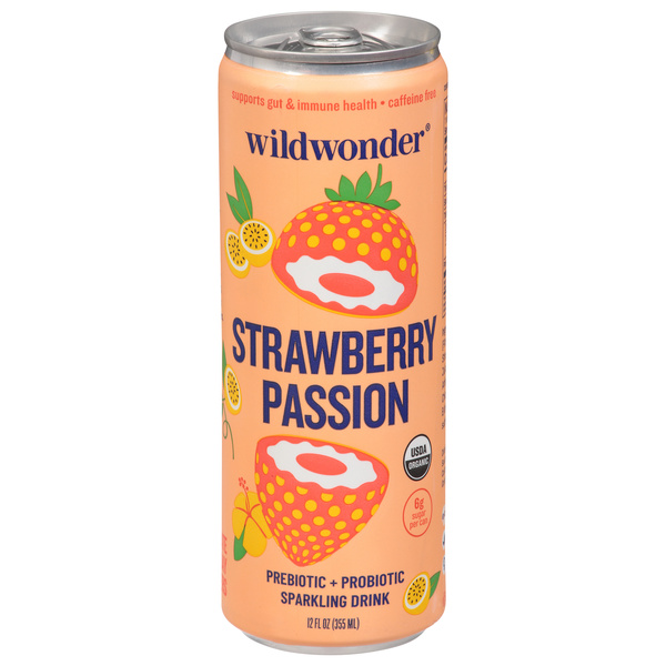 Wildwonder Prebiotic + Probiotic Strawberry Passion Sparkling