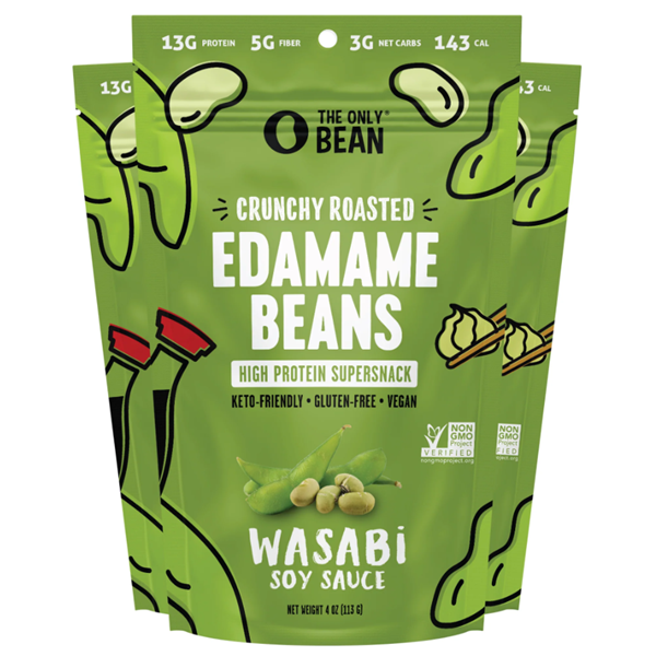 The Only Bean Crunchy Roasted Edamame Beans, Wasabi Soy Sauce | Hy