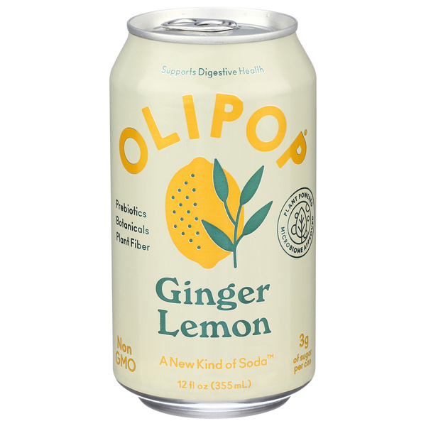 Olipop Ginger Lemon Soda 12 fl oz | Hy-Vee Aisles Online Grocery