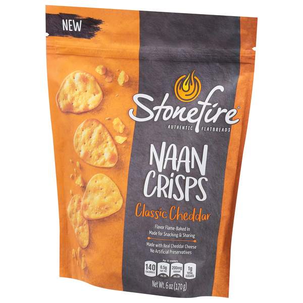 Stonefire Authentic Flatbreads Classic Cheddar Naan Crisps | Hy