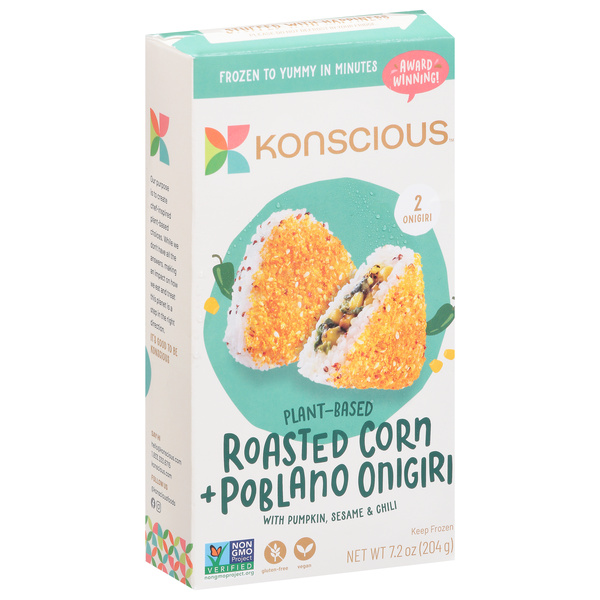 Konscious Onigiri, Plant-Based, Roasted Corn + Poblano, 2Ct | Hy