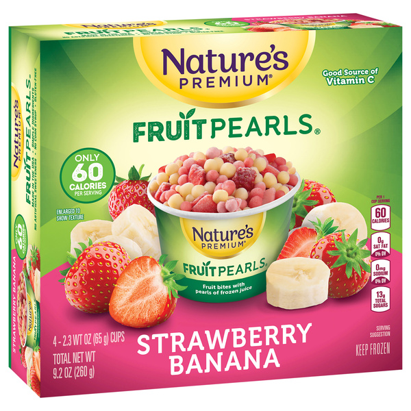 Nature's Premium Fruit Pearls, Strawberry Banana, 4-2.3 oz Cups
