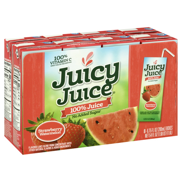Juicy Juice Strawberry Watermelon Juice, 100% Juice, 8 Count, 6.75