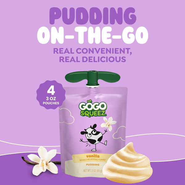 GoGo squeeZ PuddingZ On-the-Go Vanilla Pudding Snack Pouches, 3oz