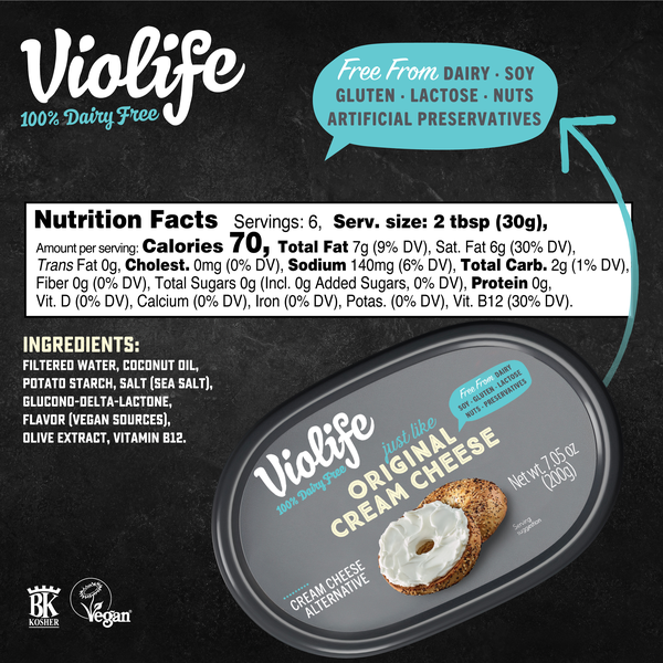Violife Just like Cream Cheese Original, Dairy-Free Vegan, 7.05 oz