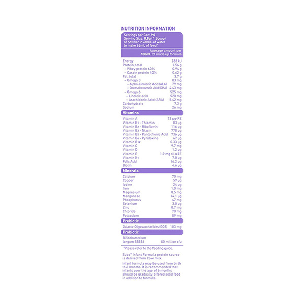 Bubs Organic 1 (0-6 Months) Infant Formula 800g | Hy-Vee Aisles